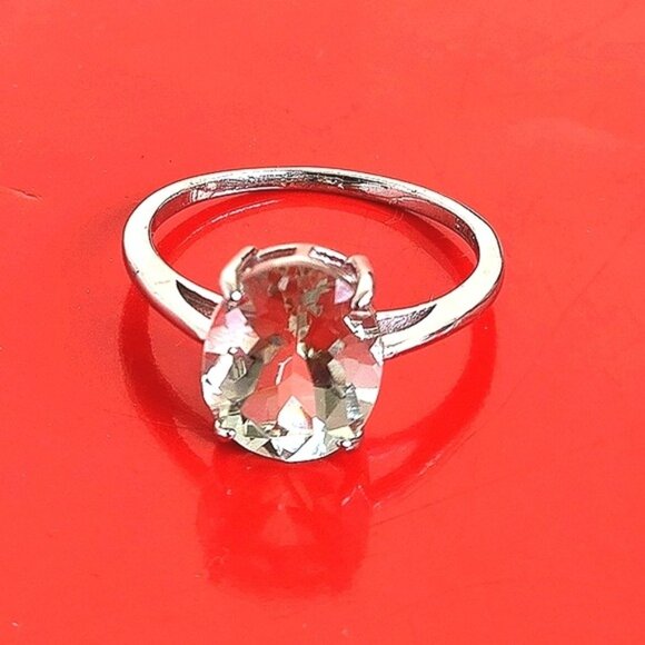 925 Sterling Silver Ring with Natural Green Amethyst 12x10mm - Picture 11 of 11